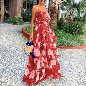Red Floral Maxi Dress